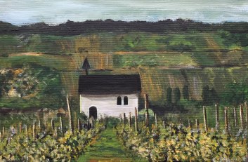 Painting of the Jakobskapelle (St. James' Chapel), Osterspai, Germany by Caroline Taunt | © Caroline Taunt Painting of the Jakobskapelle (St. James' Chapel), Osterspai, Germany by Caroline Taunt | © Caroline Taunt